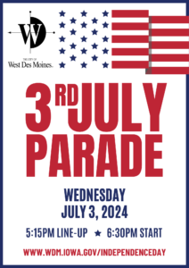 flyer for 4th of July parade in WDM